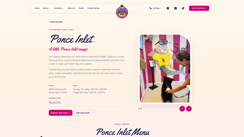 Ponce Inlet location page with shop photos and visiting information